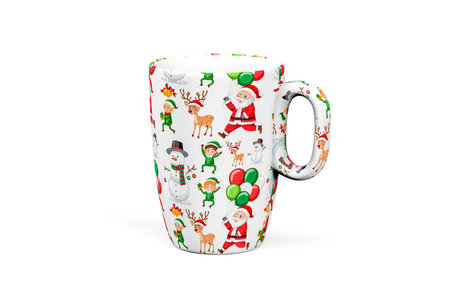 Christmas mug - porcelain coffee or tea mug with Christmas artwork - 3d renderの写真素材