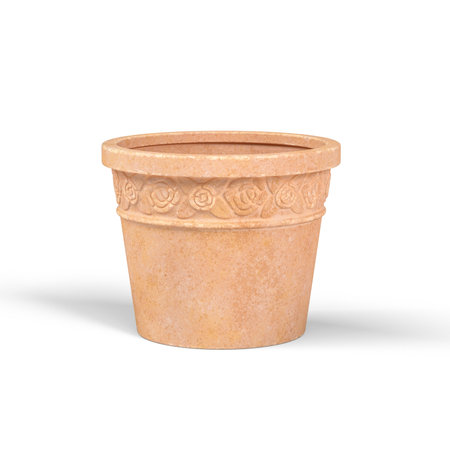 Ceramic flower pot on white background - 3D renderの写真素材