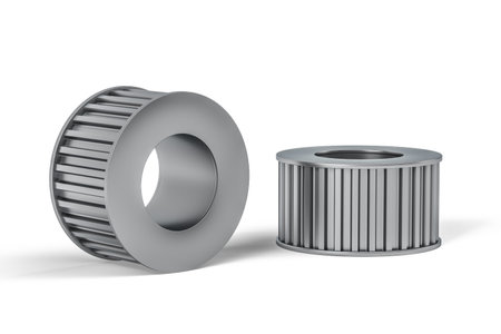 Steel belt wheel isolated on white background - 3d renderの写真素材