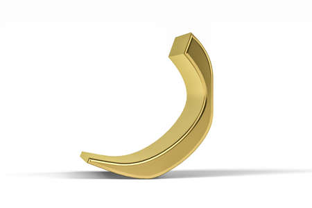 Golden Arabic letter - three dimensional Arabic letter isolated on white background - Translation: "r" letter - 3d renderの写真素材