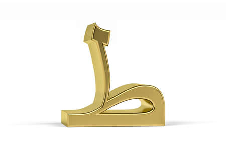 Golden Arabic letter - three dimensional Arabic letter isolated on white background - Translation: "t" letter - 3d renderの写真素材