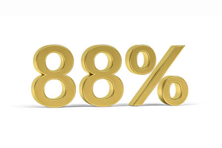 Gold digit eighty eight with percent sign - 88% isolated on white - 3D renderの写真素材