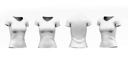 Female t-shirt mockup isolated on white background - 3d renderの写真素材