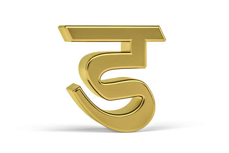 Golden Indian Letter - 3D Indian Letter on White Background - Translation: Letter "d" - 3d render - Indian Alphabetical Syllabic called DEWANAGARIの写真素材