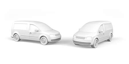 Van mockup on white background - Front view - 3D renderの写真素材