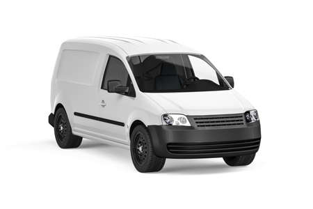 White Van on a white background - Front view - 3D renderの写真素材