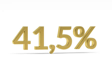 Gold digit forty-one point five with percent sign - 41.5% isolated on white - 3D renderの写真素材