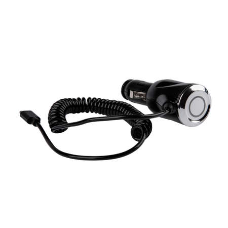 Micro USB car phone charger isolated on white - Packshotの写真素材