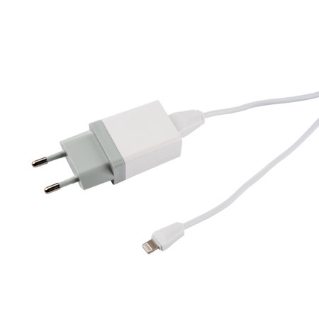 Phone Charger with Lighting Connector isolated on white backgroundの写真素材