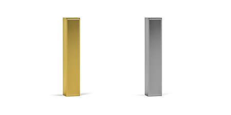 Three dimensional letter I made in two types of materials - gold, aluminum - on white background - 3d renderの写真素材