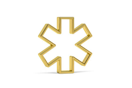 Golden 3d medical star icon isolated on white background - 3D renderの写真素材