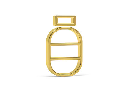 Golden 3d bottle icon isolated on white background - 3D renderの写真素材
