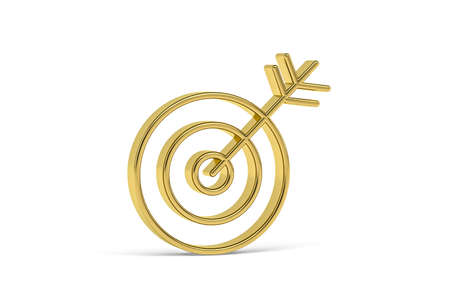 Golden 3d dartboard icon isolated on white background - 3D renderの写真素材