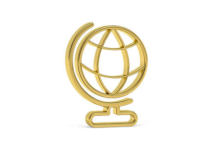 Golden 3d globe icon isolated on white background - 3D renderの写真素材