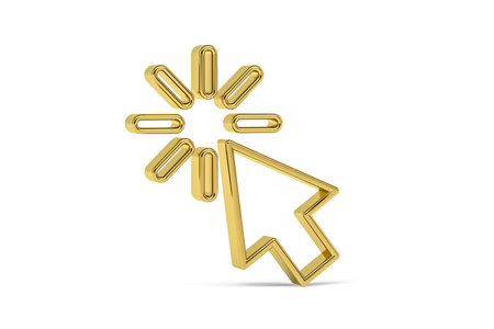 Golden 3d arrow with star icon isolated on white background - 3D renderの写真素材