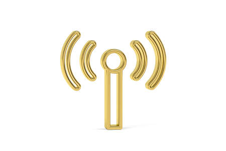 Golden 3d antenna icon isolated on white background - 3D renderの写真素材