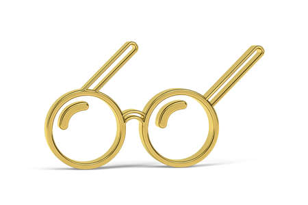 Golden 3d glasses icon isolated on white background - 3D renderの写真素材