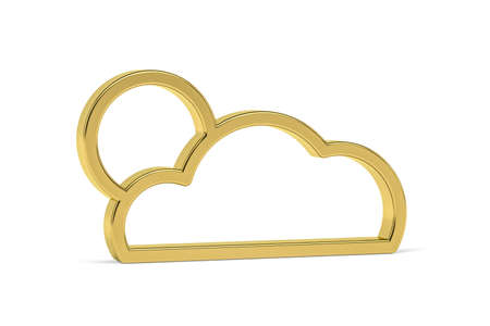 Golden 3d cloud and sun icon isolated on white background - 3D renderの写真素材