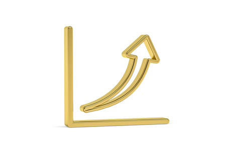 Golden 3d bar chart icon isolated on white background - 3D render