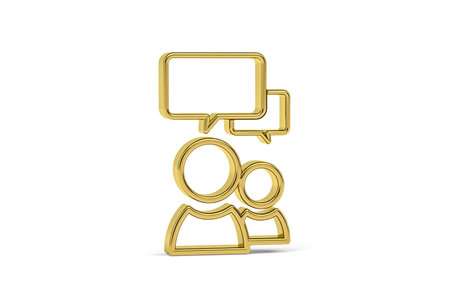 Golden 3d people with tooltip icon isolated on white background - 3D renderの写真素材
