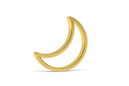 Golden 3d moon icon isolated on white background - 3D renderの写真素材