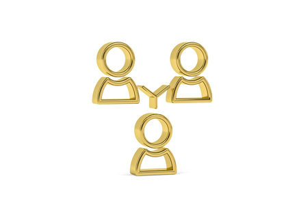 Golden 3d people icon isolated on white background - 3D render