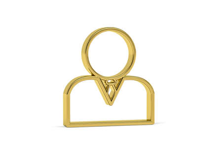 Golden 3d user icon isolated on white background - 3D renderの写真素材