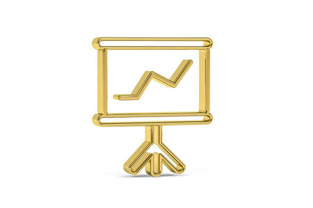 Golden 3d presentation icon isolated on white background - 3D renderの写真素材