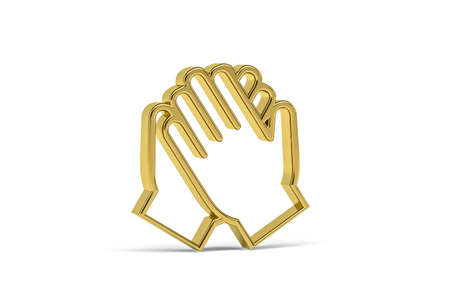 Golden 3d clapping hands icon isolated on white background - 3D renderの写真素材
