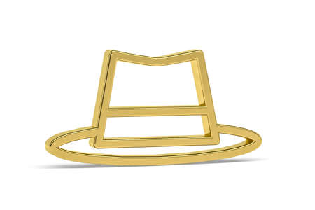 Golden 3d hat icon isolated on white background - 3D renderの写真素材