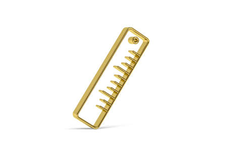 Golden 3d ruler icon isolated on white background - 3D renderの写真素材