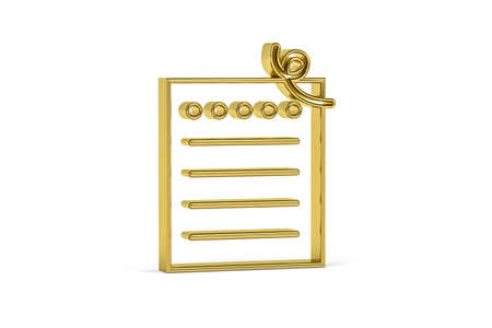 Golden 3d sheet with ribbon icon isolated on white background - 3D renderの写真素材