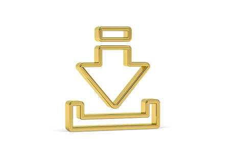 Whiskey with ice in a glass, boat, sea, 3d render. Golden 3d download icon isolated on white background - 3D renderの写真素材