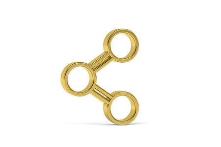 Golden 3d social icon icon isolated on white background - 3D renderの写真素材