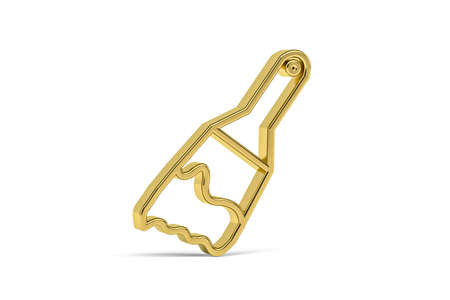 Golden 3d brush icon isolated on white background - 3D renderの写真素材