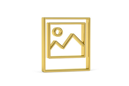 Golden 3d image icon isolated on white background - 3D render