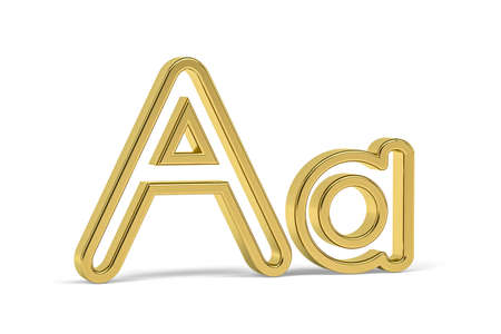Golden letter A - three dimensional letter A on white background - 3d renderの写真素材