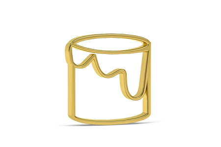 Golden 3d paint can icon isolated on white background - 3D renderの写真素材