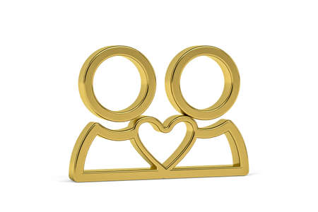Golden 3d couple icon isolated on white background - 3D renderの写真素材
