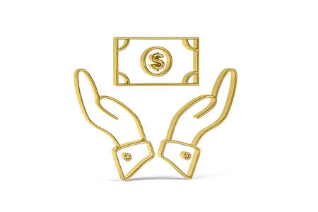 Golden 3d safe money icon isolated on white background - 3D renderの写真素材