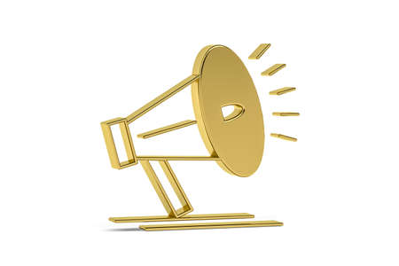 Golden 3d speaker icon isolated on white background - 3D renderの写真素材