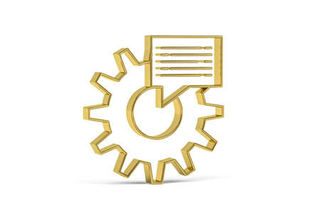 Golden 3d gear tooltip icon isolated on white background - 3D renderの写真素材