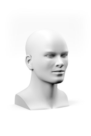 Male mannequin head isolated on a white background - 3D renderの写真素材
