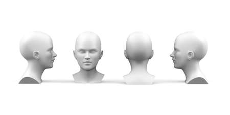 Female mannequin head isolated on a white background - 3D renderの写真素材