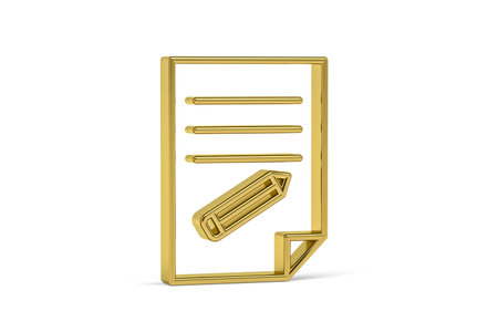Golden 3d clipboard icon isolated on white background - 3D renderの写真素材