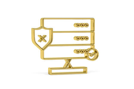 Golden 3d network router board icon isolated on white background - 3D renderの写真素材