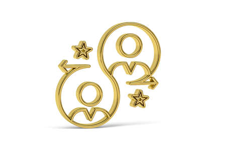 Golden 3d communication icon isolated on white background - 3D renderの写真素材