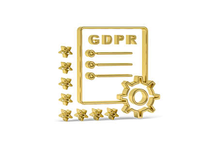 Golden 3d GDPR file settings icon isolated on white background - 3D renderの写真素材