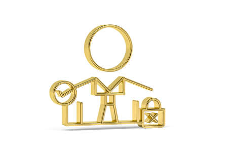 Golden 3d GDPR avatar icon isolated on white background - 3D renderの写真素材