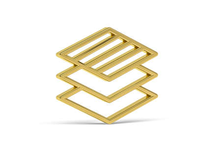 Golden 3d documents icon isolated on white background - 3D renderの写真素材